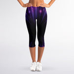 Purple Hyperspace Print Women's Capri Leggings