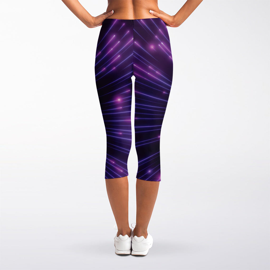 Purple Hyperspace Print Women's Capri Leggings