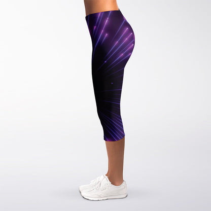 Purple Hyperspace Print Women's Capri Leggings