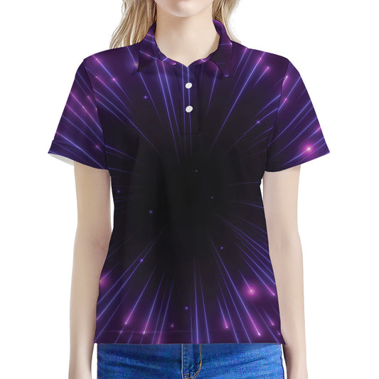 Purple Hyperspace Print Women's Polo Shirt