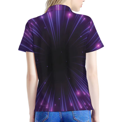 Purple Hyperspace Print Women's Polo Shirt