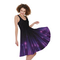Purple Hyperspace Print Sleeveless Knee Length Dress