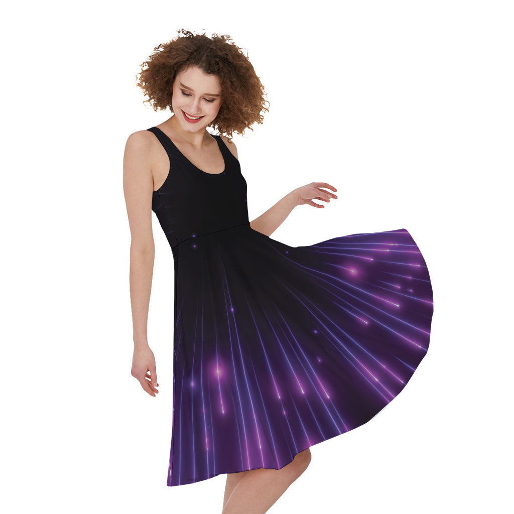 Purple Hyperspace Print Women's Sleeveless Dress
