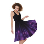Purple Hyperspace Print Women's Sleeveless Dress