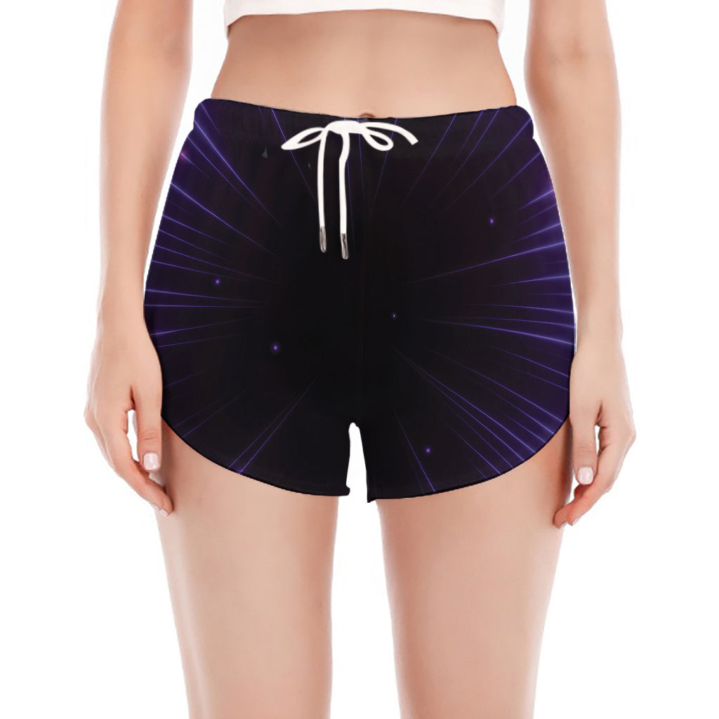 Purple Hyperspace Print Women's Split Running Shorts