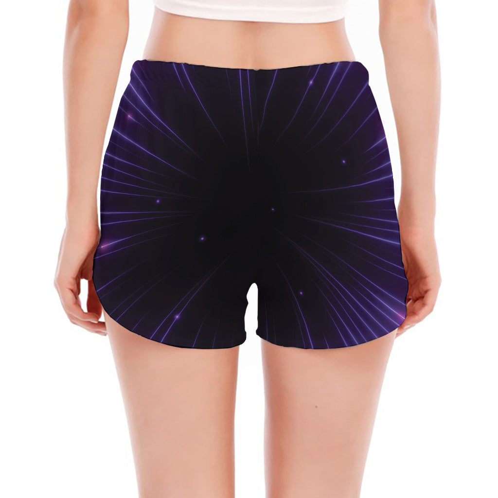 Purple Hyperspace Print Women's Split Running Shorts
