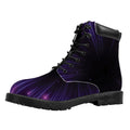 Purple Hyperspace Print Padded Collar Lace Up Boots
