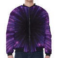 Purple Hyperspace Print Zip Sleeve Bomber Jacket