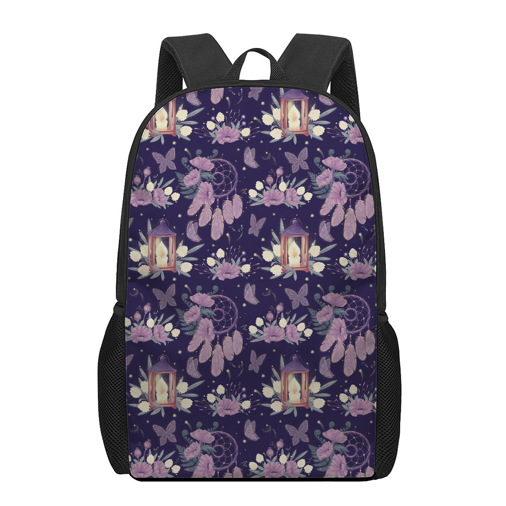Purple Indian Dream Catcher Print 17 Inch Backpack