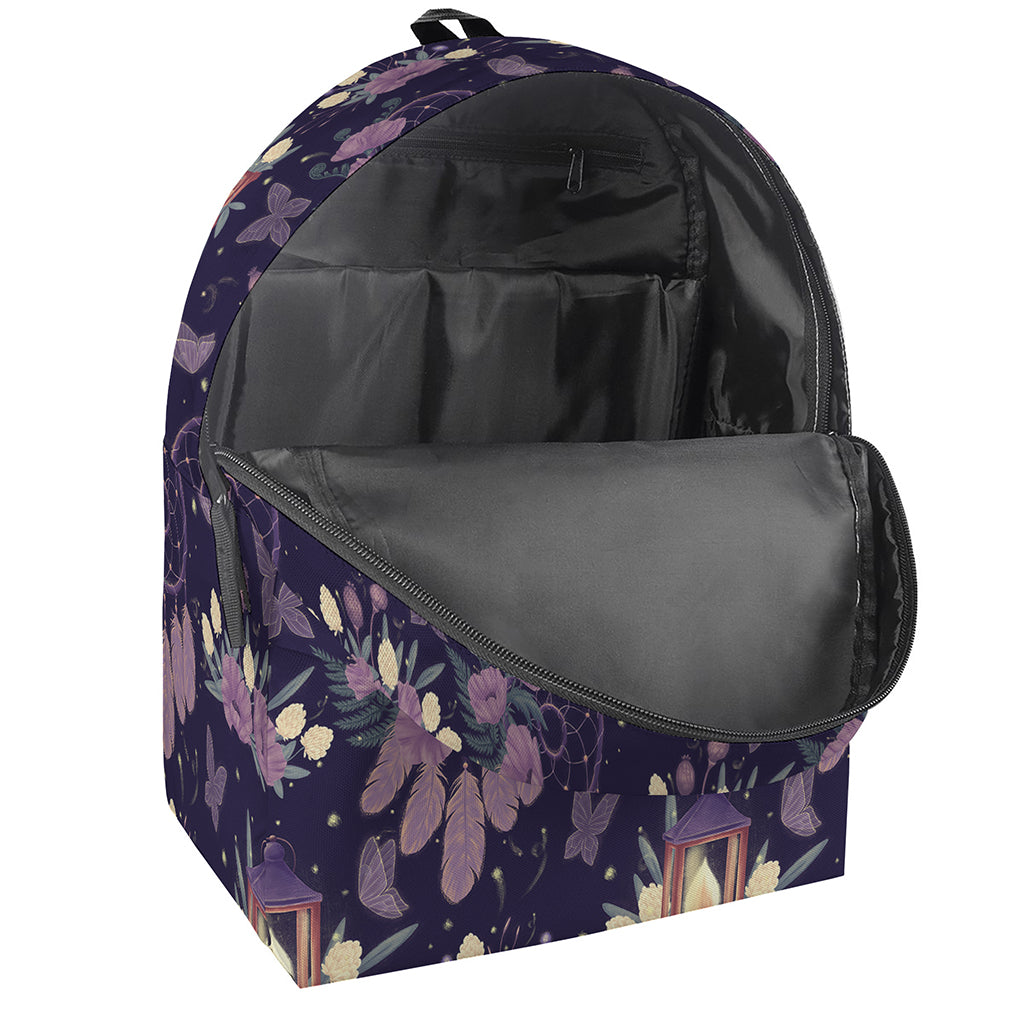 Purple Indian Dream Catcher Print Backpack