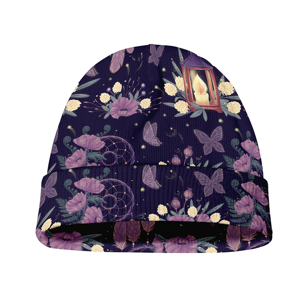 Purple Indian Dream Catcher Print Beanie