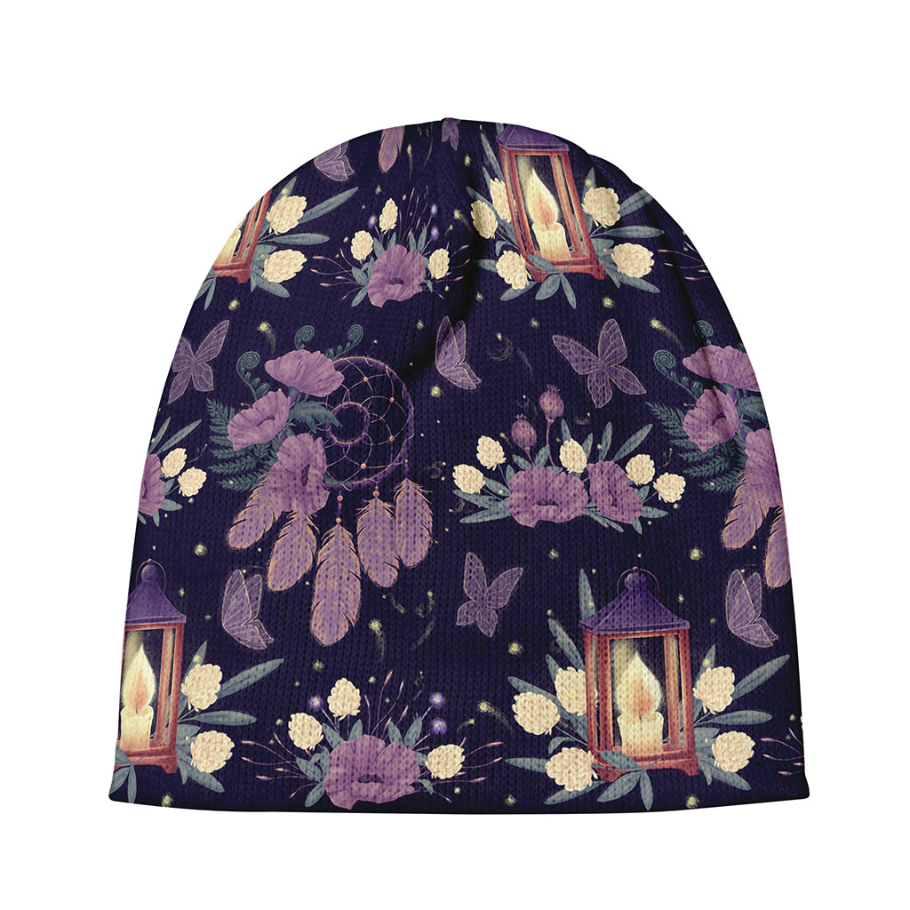 Purple Indian Dream Catcher Print Beanie