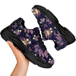 Purple Indian Dream Catcher Print Black Chunky Shoes