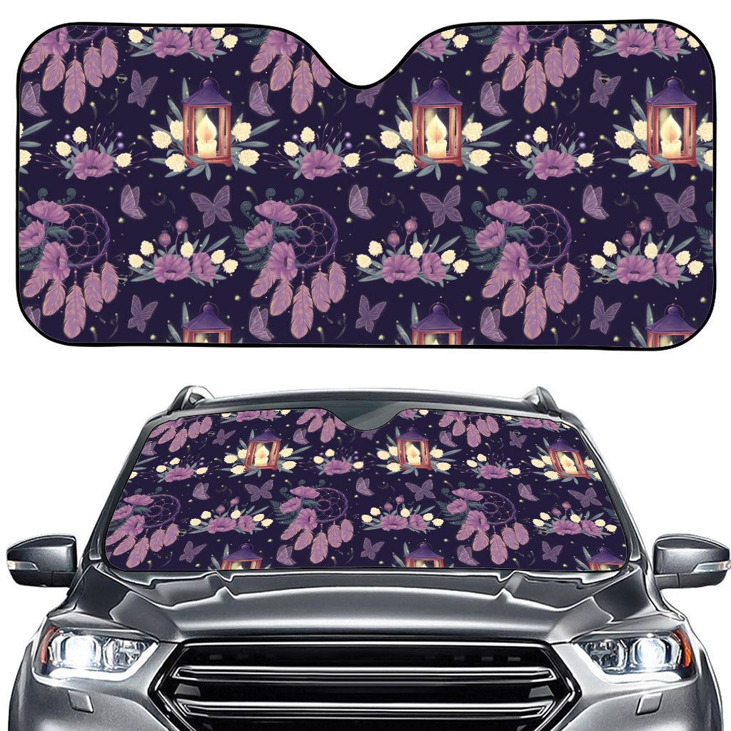 Purple Indian Dream Catcher Print Car Windshield Sun Shade