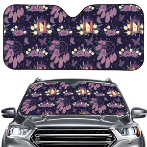 Purple Indian Dream Catcher Print Car Windshield Sun Shade