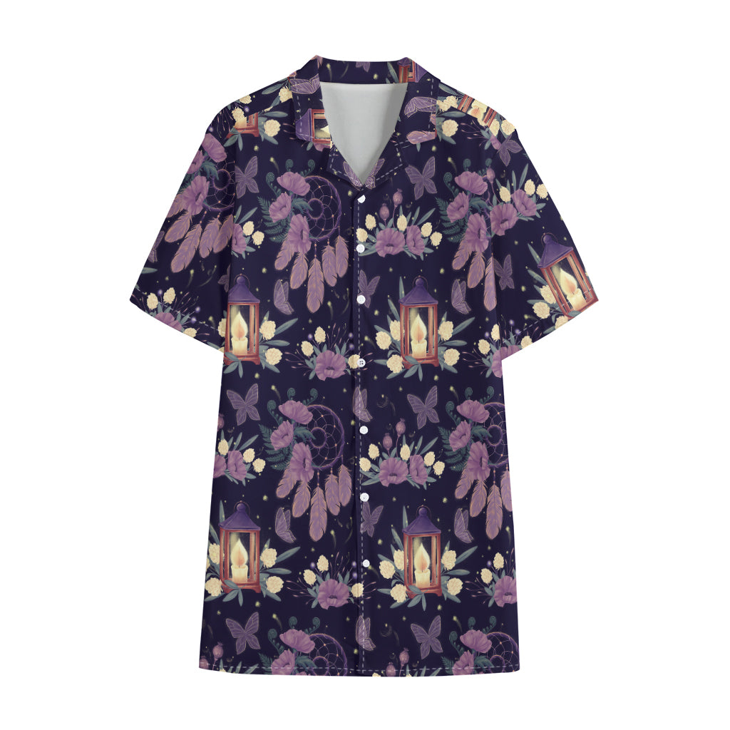 Purple Indian Dream Catcher Print Cotton Hawaiian Shirt