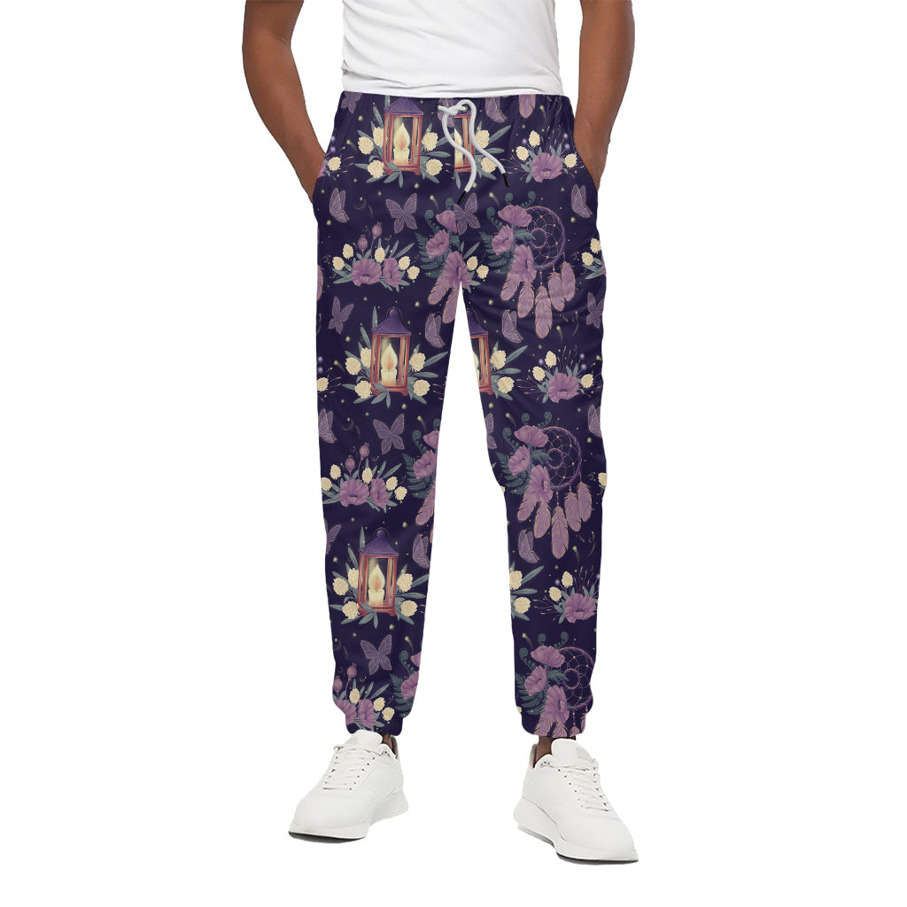Purple Indian Dream Catcher Print Cotton Pants