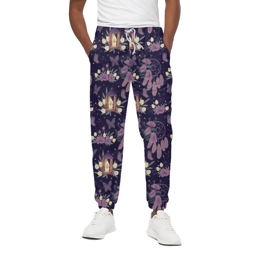 Purple Indian Dream Catcher Print Cotton Pants
