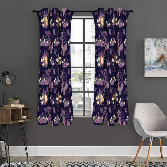 Purple Indian Dream Catcher Print Curtain
