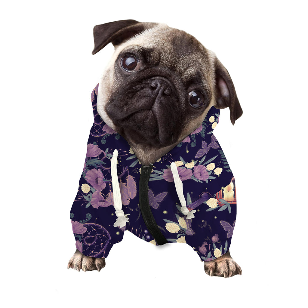 Purple Indian Dream Catcher Print Dog Zip Up Hoodie