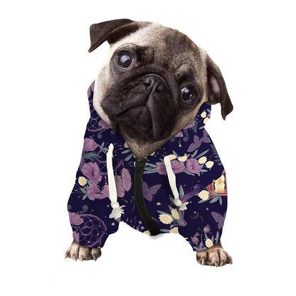 Purple Indian Dream Catcher Print Dog Zip Up Hoodie