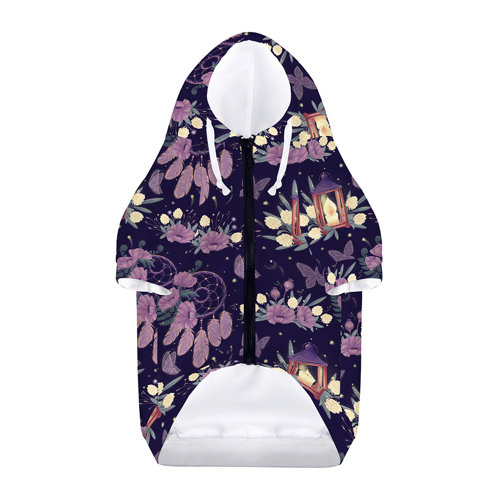 Purple Indian Dream Catcher Print Dog Zip Up Hoodie