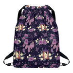 Purple Indian Dream Catcher Print Drawstring Backpack
