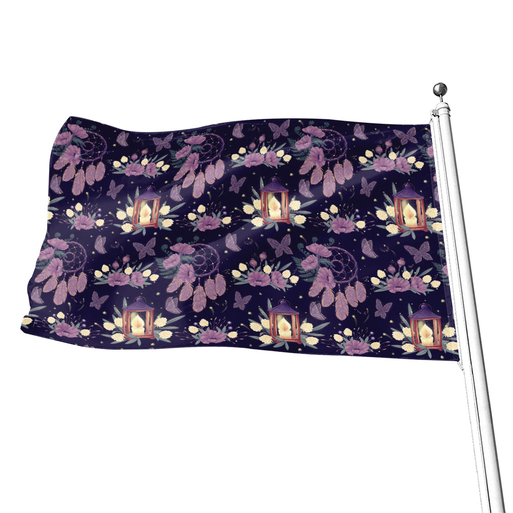 Purple Indian Dream Catcher Print Flag