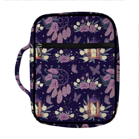 Purple Indian Dream Catcher Print Front Pocket Bible Bag