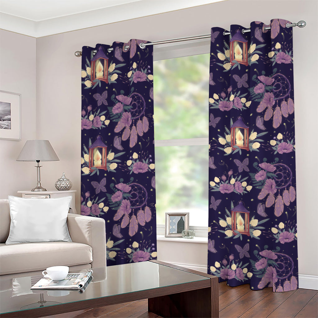 Purple Indian Dream Catcher Print Grommet Curtains