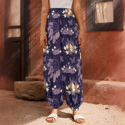 Purple Indian Dream Catcher Print Harem Pants