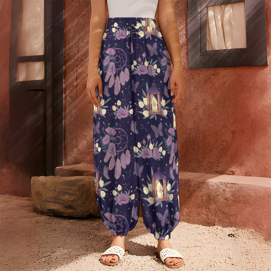 Purple Indian Dream Catcher Print Harem Pants