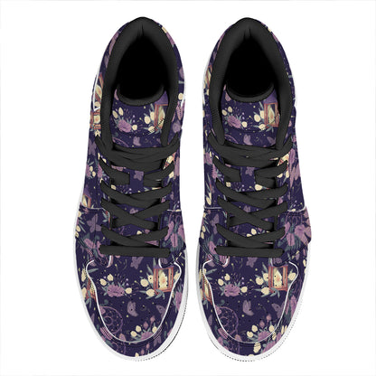 Purple Indian Dream Catcher Print High Top Leather Sneakers