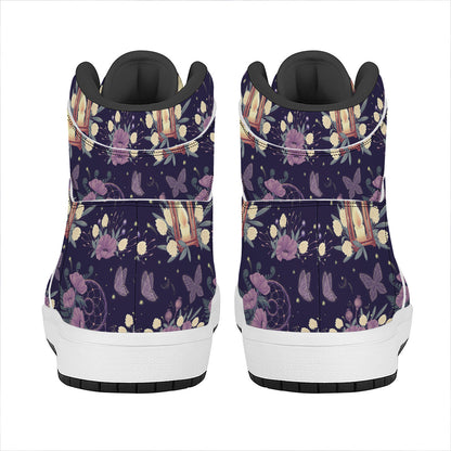 Purple Indian Dream Catcher Print High Top Leather Sneakers