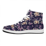 Purple Indian Dream Catcher Print High Top Leather Sneakers