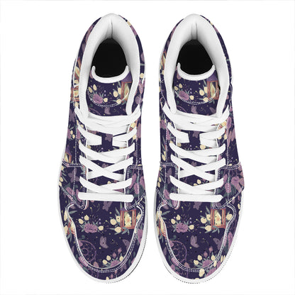 Purple Indian Dream Catcher Print High Top Leather Sneakers
