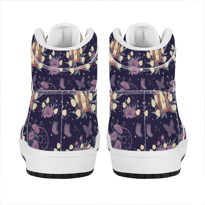Purple Indian Dream Catcher Print High Top Leather Sneakers
