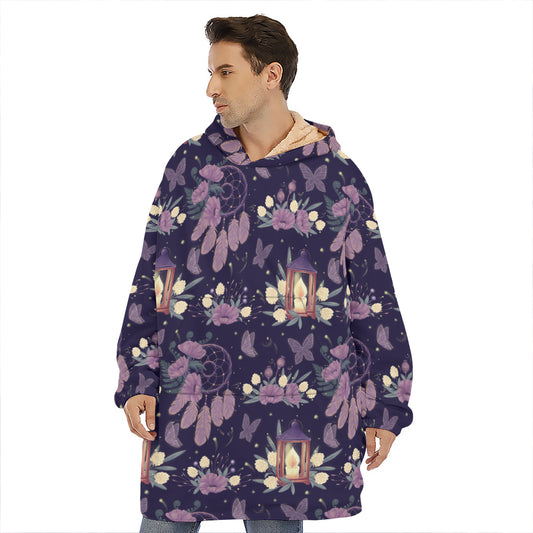 Purple Indian Dream Catcher Print Hoodie Blanket
