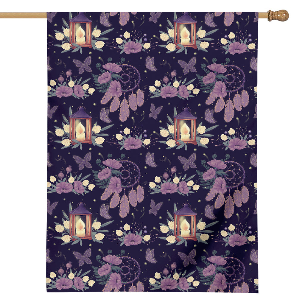 Purple Indian Dream Catcher Print House Flag
