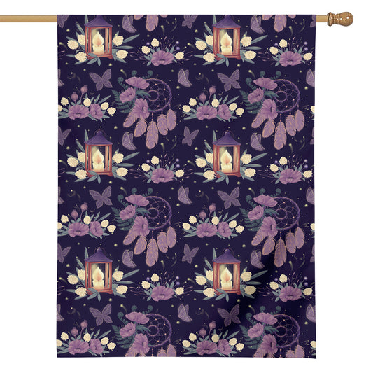 Purple Indian Dream Catcher Print House Flag