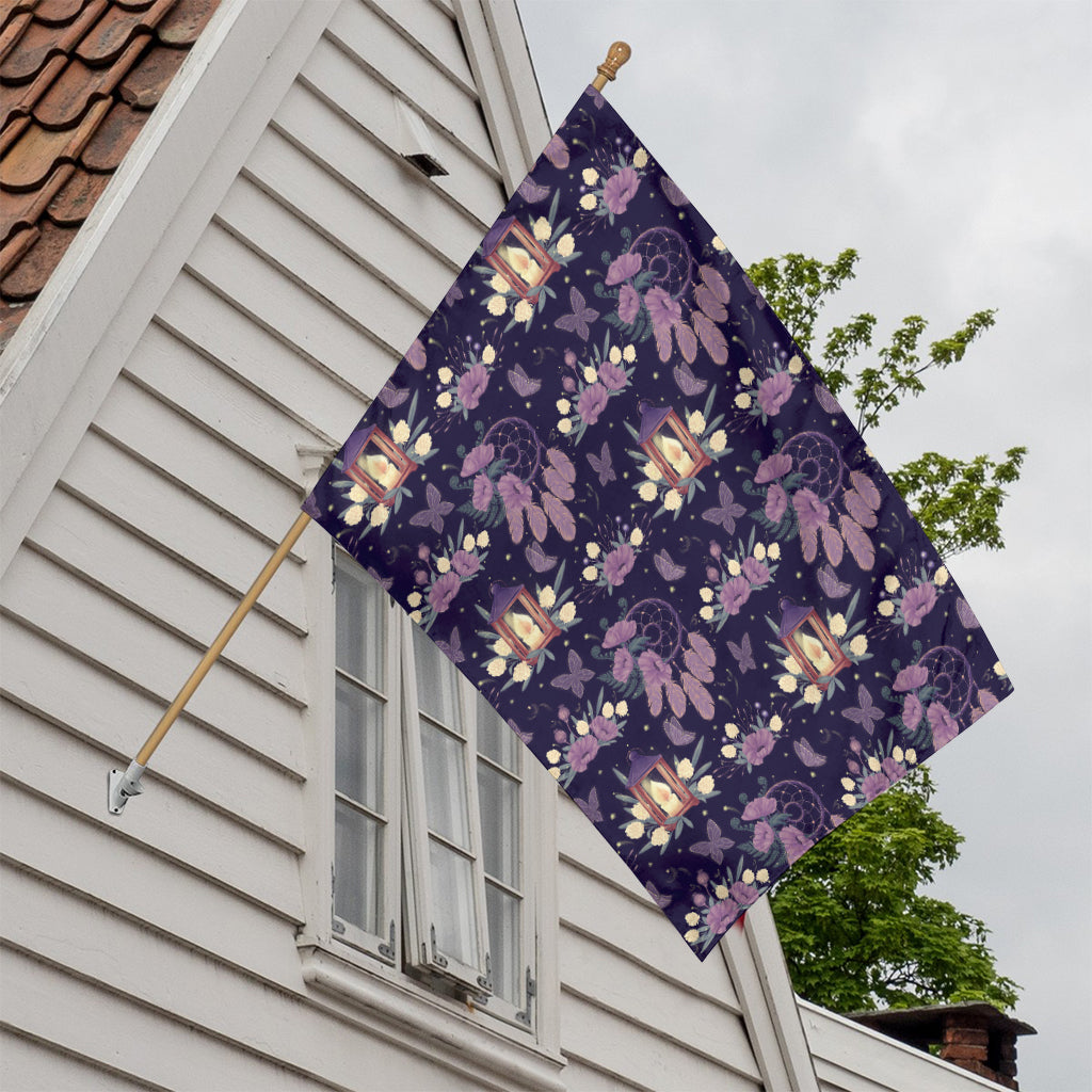 Purple Indian Dream Catcher Print House Flag