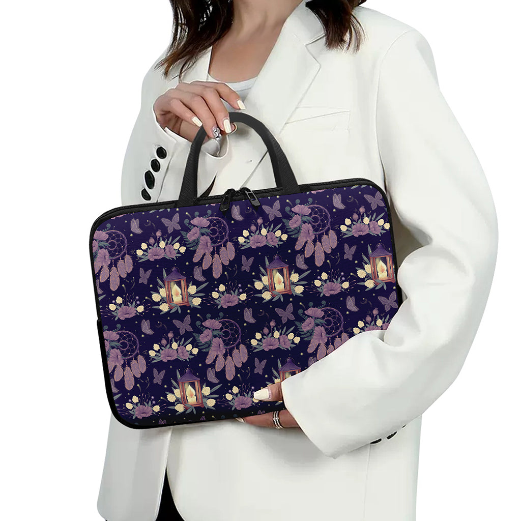 Purple Indian Dream Catcher Print Laptop Sleeve With Handle