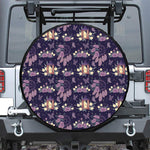 Purple Indian Dream Catcher Print Leather Spare Tire Cover