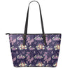 Purple Indian Dream Catcher Print Leather Tote Bag