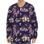 Purple Indian Dream Catcher Print Long Sleeve Baseball Jersey