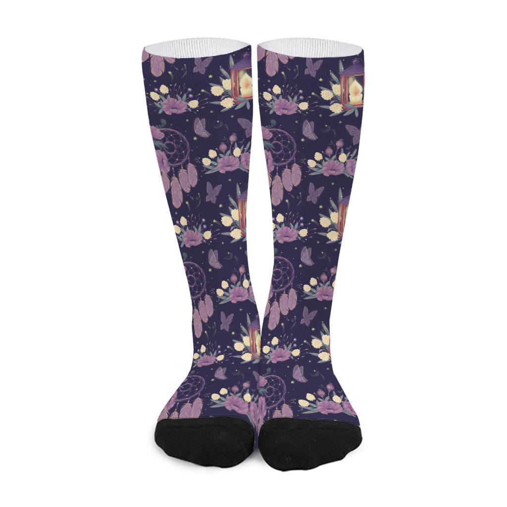 Purple Indian Dream Catcher Print Long Socks