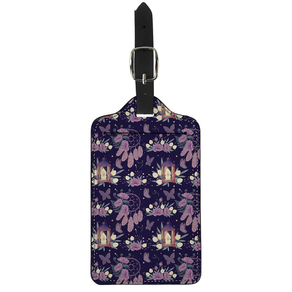 Purple Indian Dream Catcher Print Luggage Tag