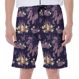 Purple Indian Dream Catcher Print Men's Beach Shorts