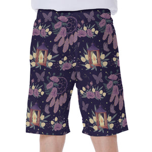 Purple Indian Dream Catcher Print Men's Beach Shorts