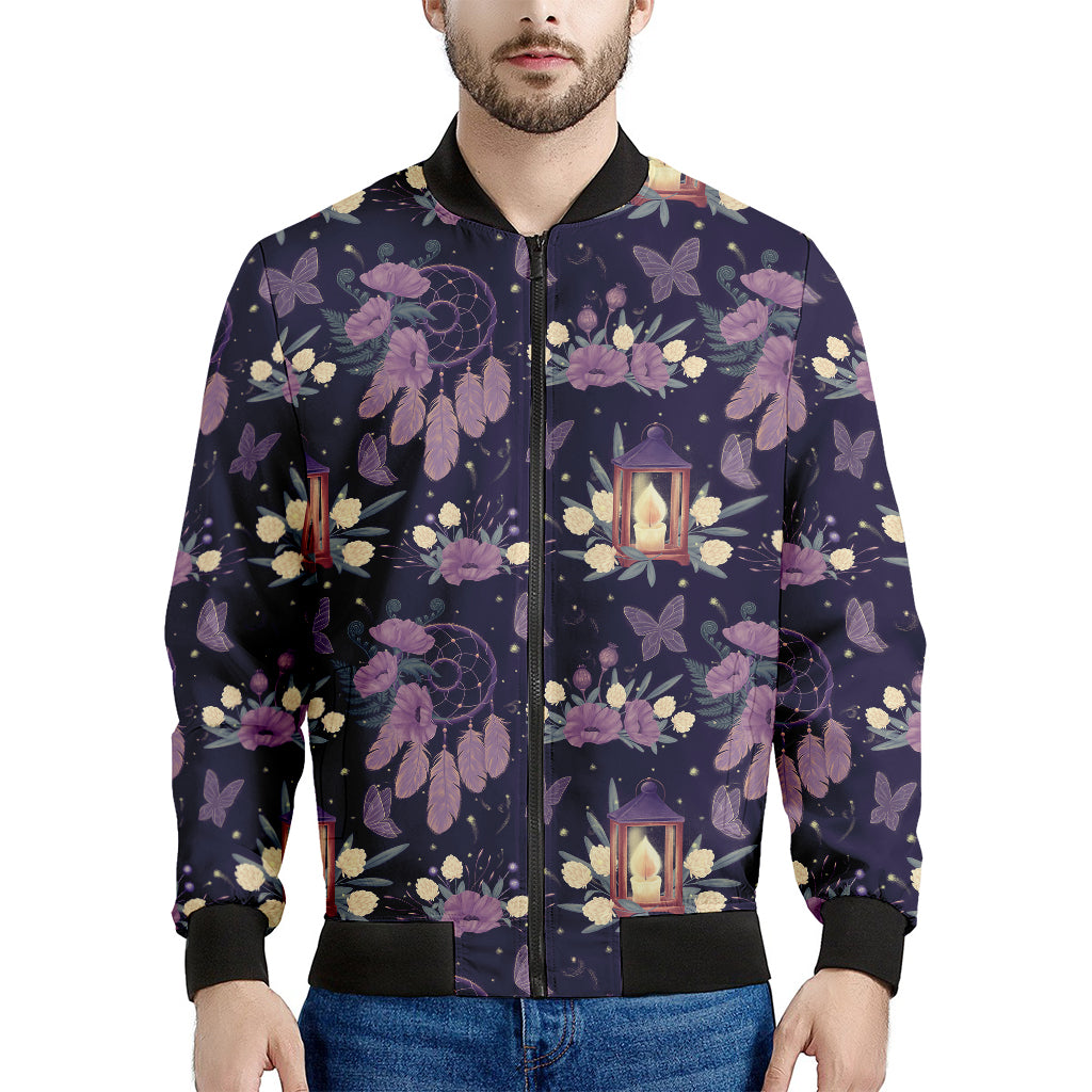 Purple Indian Dream Catcher Print Men's Bomber Jacket